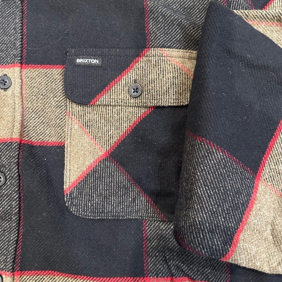 Brixton Black and Brown Plaid Shirt with Red Stripes - Picture 3 of 4